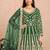 Green embroidery & sequins free size stitched kurta set for women
