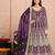 Purple embroidery & sequins free size stitched kurta set for women