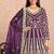 Purple embroidery & sequins free size stitched kurta set for women