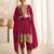 Pink embroidery & sequins free size stitched kurta set for women