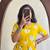 yellow rayon floral printed casual midi dress