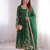 Womens new latest trendy elegant green  embroidered anarkali suit set with scalloped dupatta