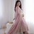Womens new latest trendy elegant baby pink embroidered anarkali suit set with scalloped dupatta