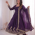 Womens new latest trendy elegant dark blue embroidered anarkali suit set with scalloped dupatta