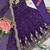 Womens new latest trendy elegant dark blue embroidered anarkali suit set with scalloped dupatta