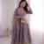 lavendar embroidered anarkali suit set with dupatta