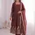 Womens new latest trendy elegant maroon embroidered anarkali suit set with scalloped dupatta