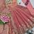 Womens new latest trendy elegant peach embroidered anarkali suit set with scalloped dupatta