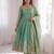Womens new latest trendy elegant pista embroidered anarkali suit set with scalloped dupatta