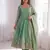 Womens new latest trendy elegant pista embroidered anarkali suit set with scalloped dupatta