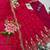 Womens new latest trendy elegant red embroidered anarkali suit set with scalloped dupatta