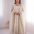 Womens new latest trendy elegant white embroidered anarkali suit set with scalloped dupatta
