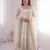 Womens new latest trendy elegant white embroidered anarkali suit set with scalloped dupatta