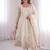 Womens new latest trendy elegant white embroidered anarkali suit set with scalloped dupatta