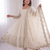 Womens new latest trendy elegant white embroidered anarkali suit set with scalloped dupatta