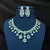 Victorian Style Mint Green Pear Cut Faux Emerald Bridal Necklace Set, Silver Cubic Zirconia Earrings