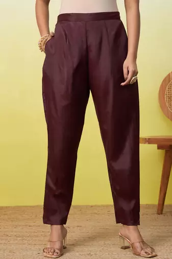Brown women kurta pant dupatta set