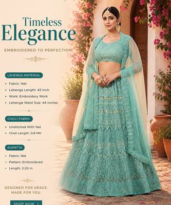 Light Green Net Embroidered Lehenga With Choli And Net Dupatta 2