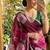 Wine Color flower prints and khatli border Work Silk Blend Saree