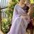 Lavender Color  hand cutdana moti border Work Satin Saree