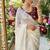 White Color  hand cutdana moti border Work Satin Saree