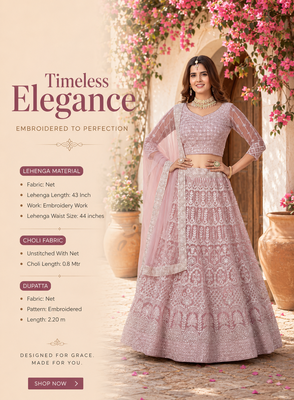 Pink Net Embroidered Lehenga With Choli And Net Dupatta 2