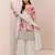 White embroidered chinon palazzo suit