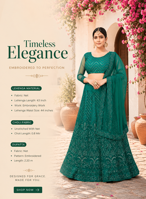 Green Net Embroidered Lehenga With Choli And Net Dupatta 2
