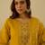 Floral embroidered silk blend round neck kurta trouser & dupatta set