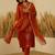 Floral printed silk blend v neck kurta trouser & dupatta set