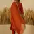 Floral printed silk blend v neck kurta trouser & dupatta set