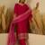 Floral embroidered silk blend round neck kurta trouser & dupatta set