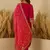Floral embroidered silk blend round neck kurta trouser & dupatta set