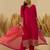 Floral embroidered silk blend round neck kurta trouser & dupatta set