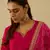 Floral embroidered silk blend round neck kurta trouser & dupatta set