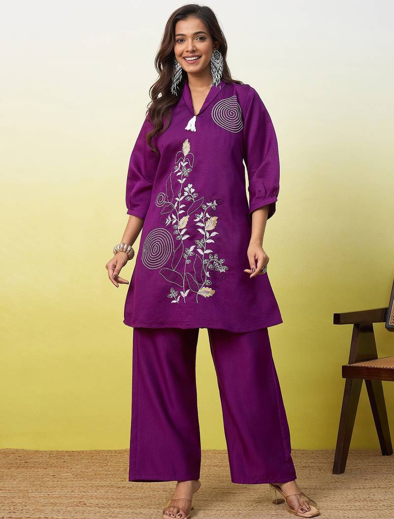 Purple women kurta pant set