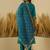 Floral embroidered silk blend round neck kurta trouser & dupatta set