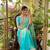 Blue Color embroidery thread work Satin Saree