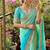Blue Color embroidery thread work Satin Saree