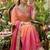 Light Orange Color embroidery thread work Satin Saree