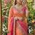 Light Orange Color embroidery thread work Satin Saree