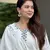 Floral embroidered silk blend round neck kurta trouser & dupatta set