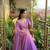 Purple Color embroidery thread work Satin Saree