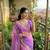 Purple Color embroidery thread work Satin Saree