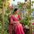 Rani Pink Color embroidery thread work Satin Saree