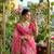 Rani Pink Color embroidery thread work Satin Saree
