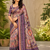 purple printed sequins with real mirror and diamond silk blend saree