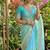 Sky Blue Color embroidery thread work Satin Saree