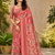pink printed sequins with real mirror and diamond silk blend saree