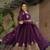 Purple zari thread & sequins embroidered Anarkali with dupatta